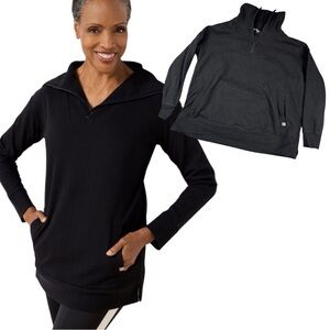Talbots Black Johnny Collar Pullover